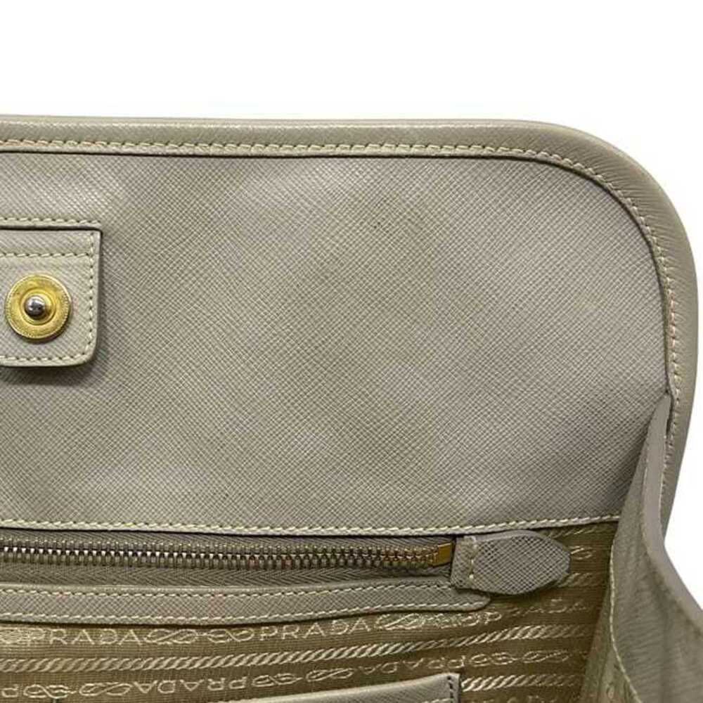PRADA Cream Leather Saffiano Shoulder Bag - Picture 11 of 11